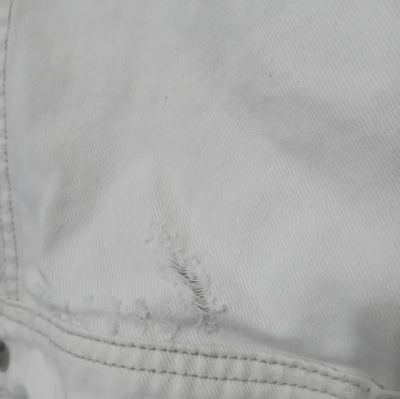 Free People Distressed White Denim Button Up Hooded Jacket Gray thermal Contrast - Picture 11 of 16